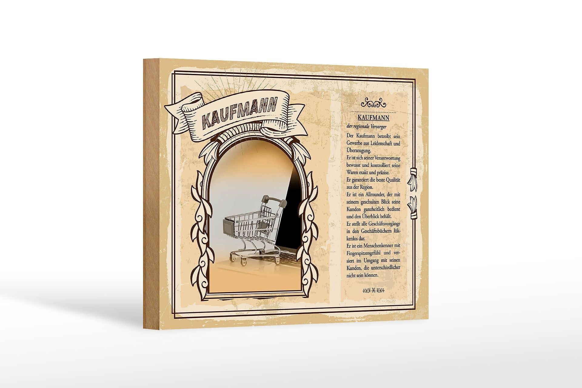 Letrero de madera profesiones 18x12 cm comerciante calidad comercial decoración