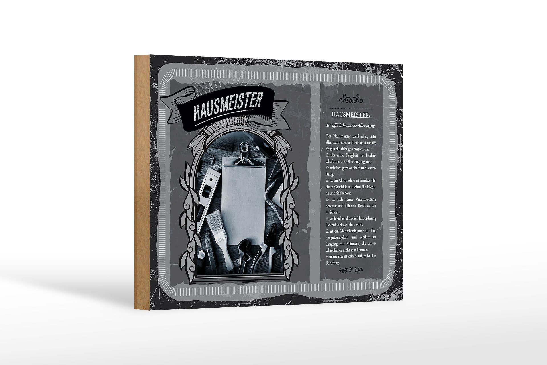 Cartello in legno professioni 18x12 cm custode bianco vedi tutto decorazione