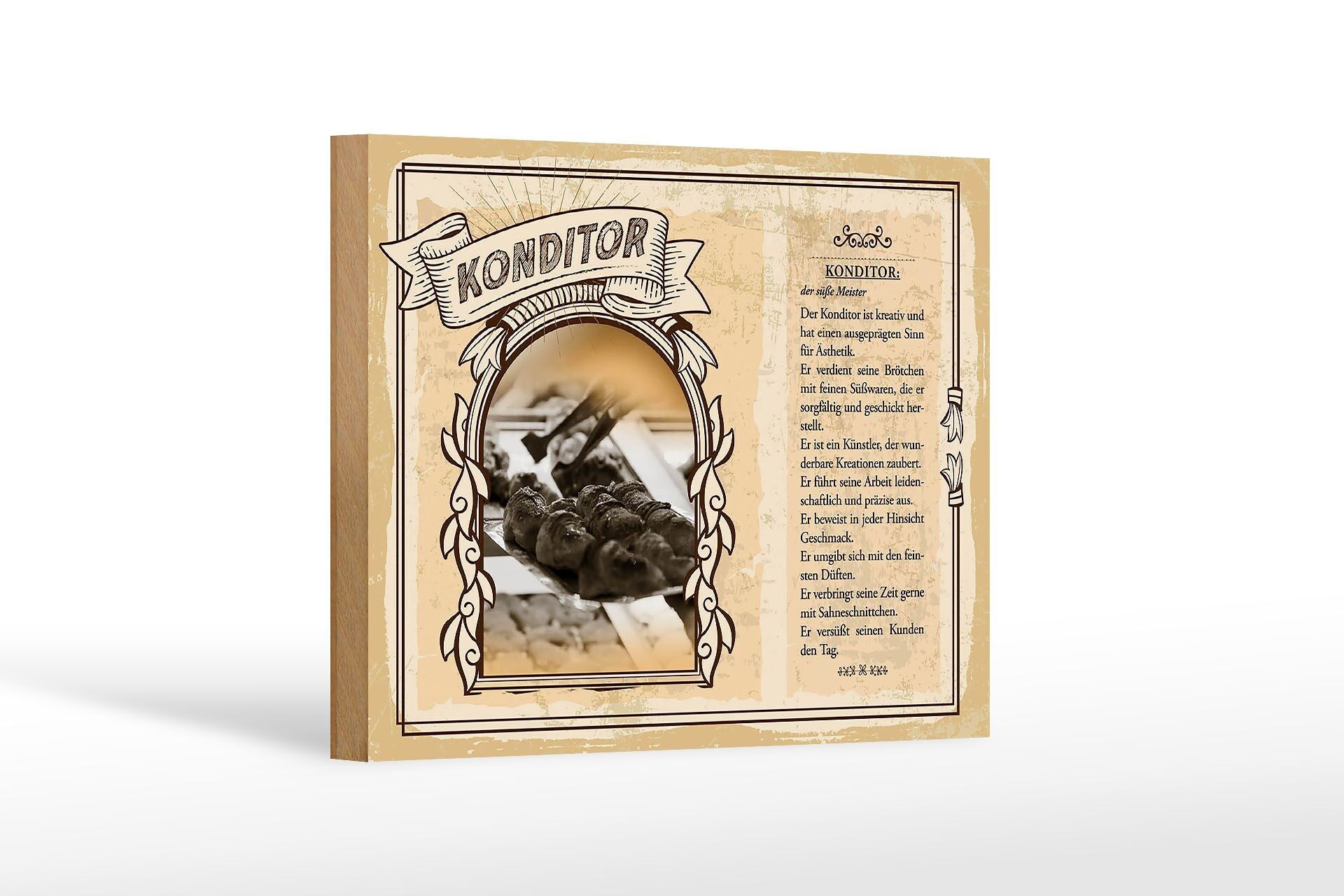 Cartello in legno mestieri cm 18x12 pasticciere il dolce maestro creativo