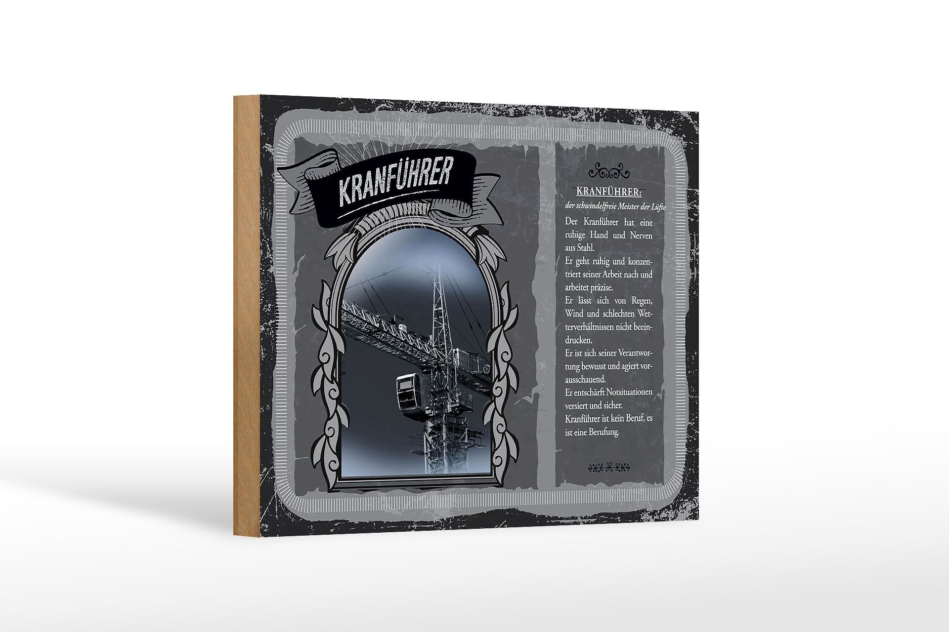 Cartello in legno professioni 18x12 cm gruista maestro dell'aria decorazione