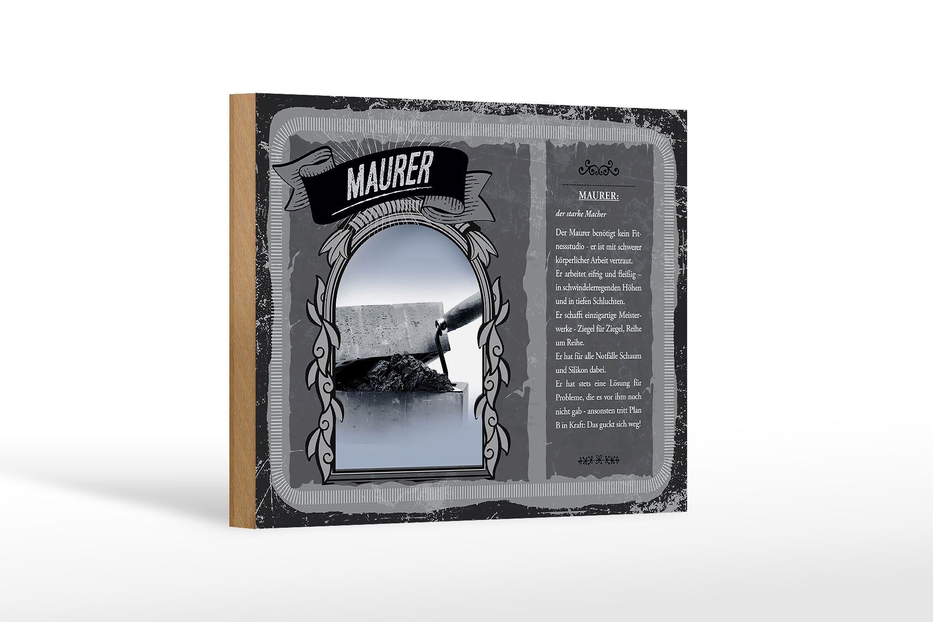 Cartello in legno professioni 18x12 cm muratore lavoro fisico forte