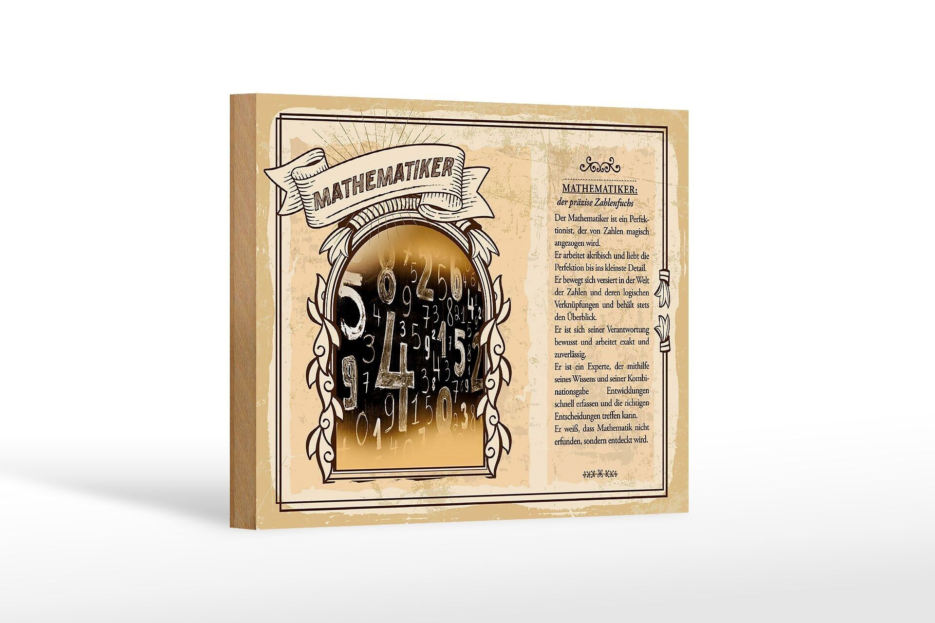 Holzschild Berufe 18x12 cm Mathematiker präziser Zahlenfuchs