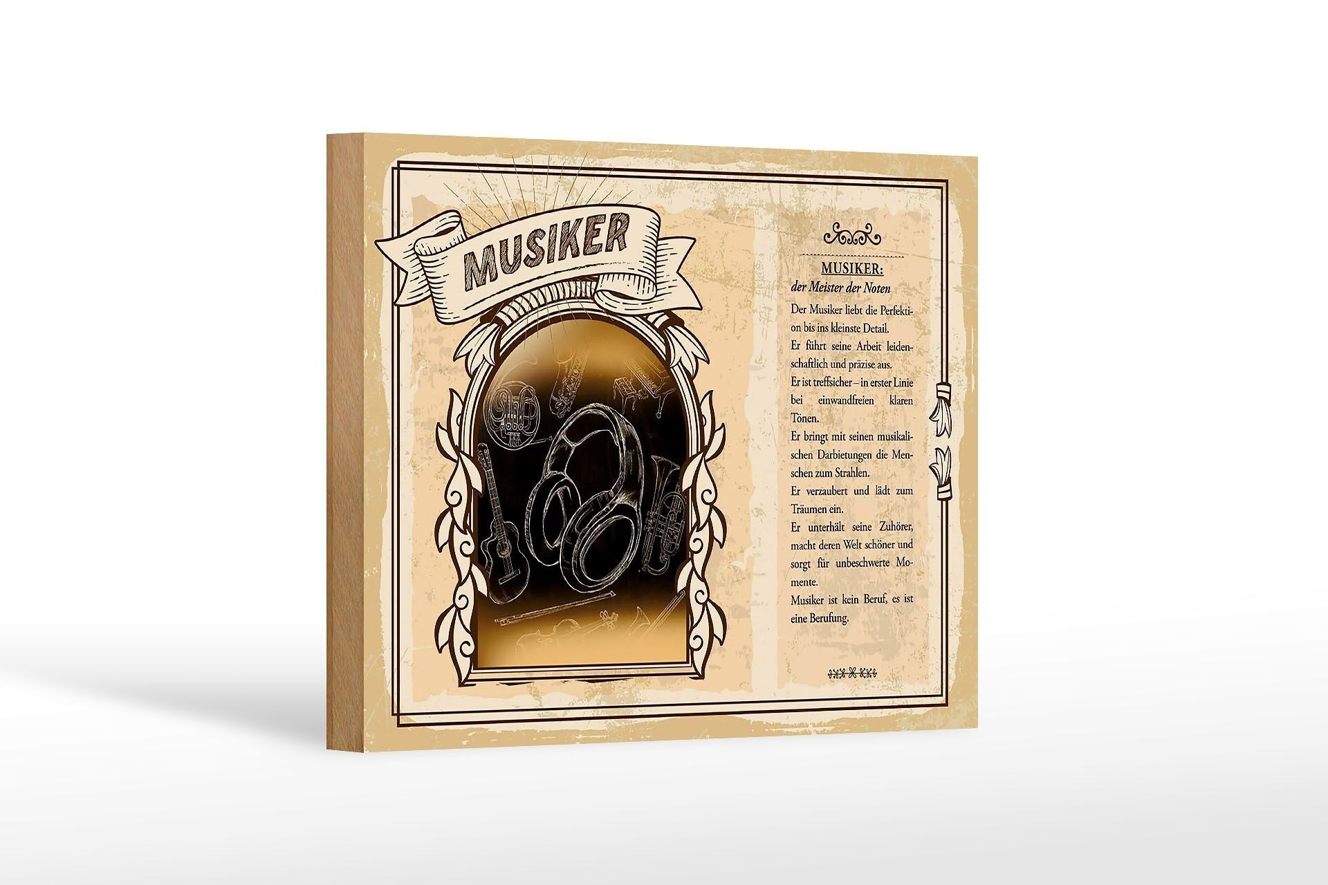 Holzschild Berufe 18x12 cm Musiker Meister der Noten Musik