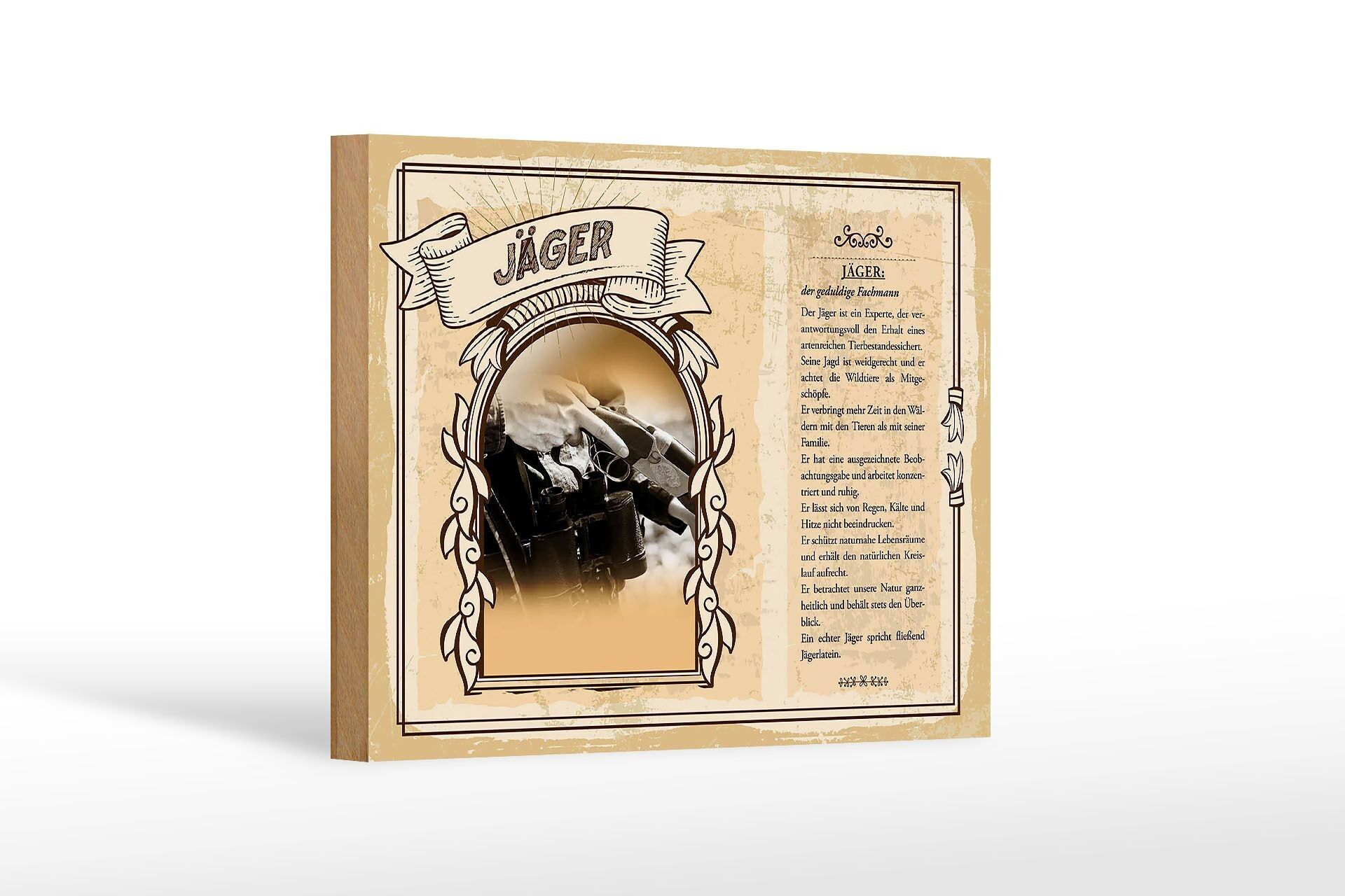 Cartello in legno professioni 18x12 cm cacciatore animali selvatici animali delle foreste decorazione