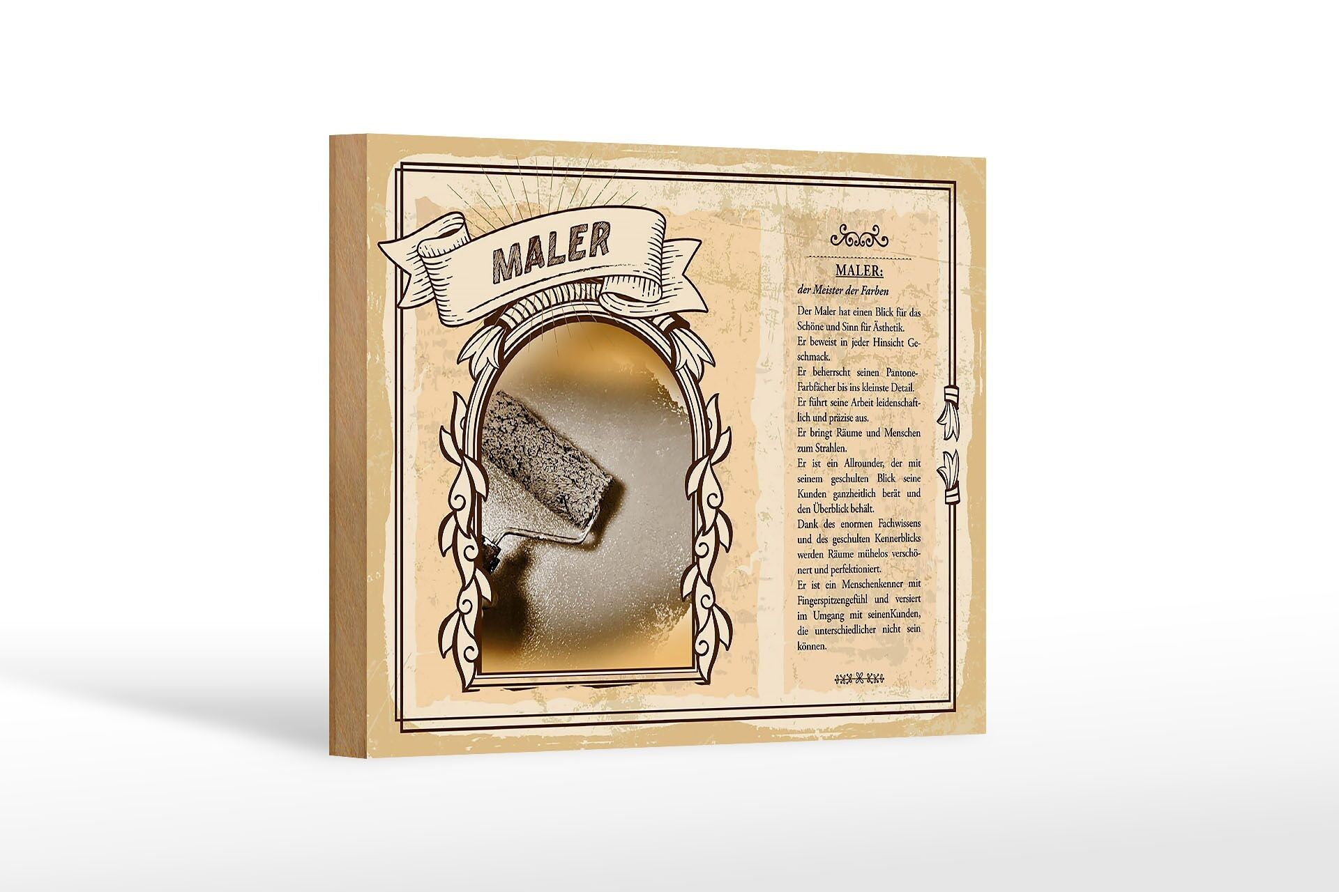 Cartel de madera profesiones 18x12 cm pintor maestro de colores