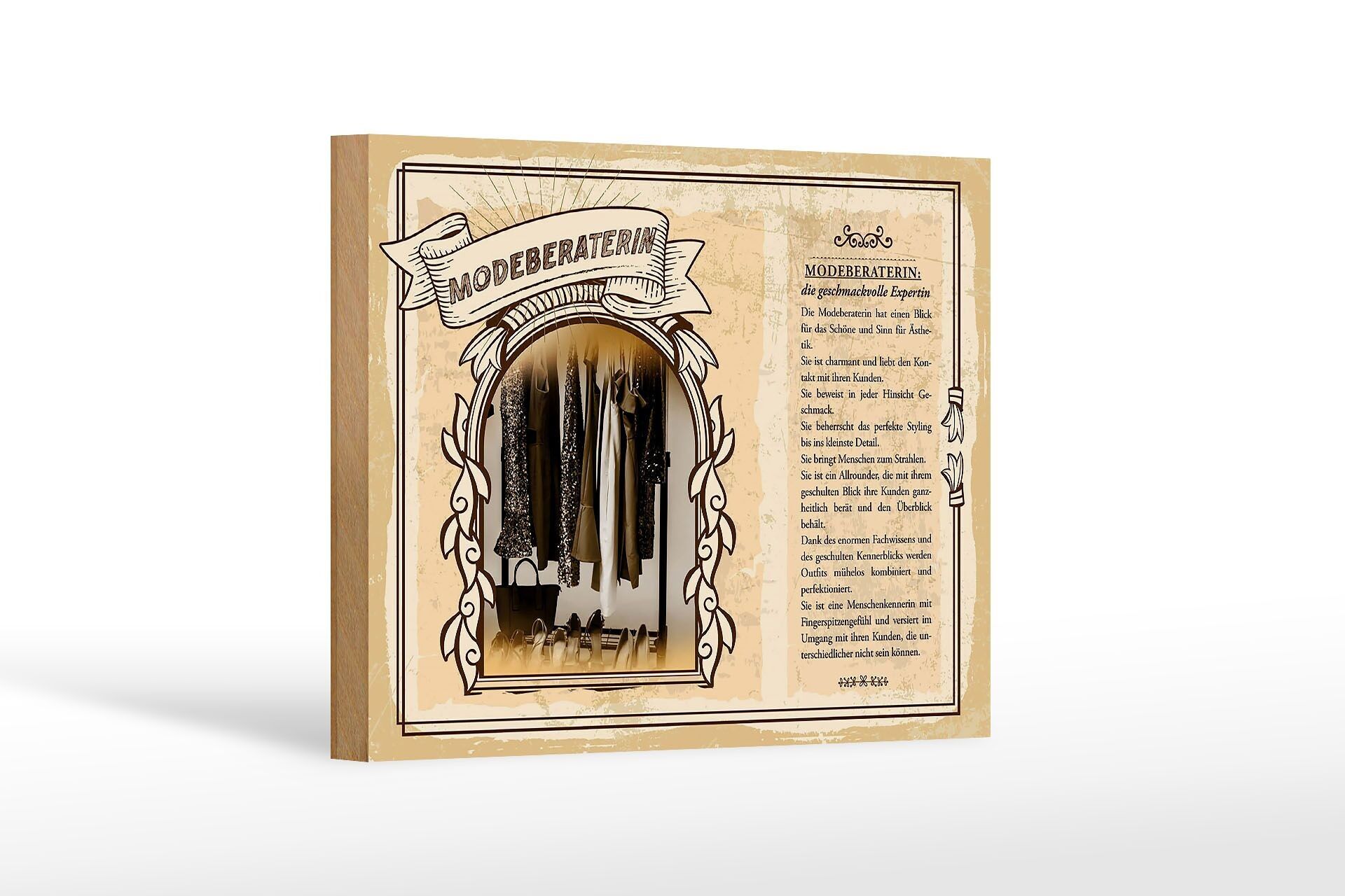 Cartello in legno professioni cm 18x12 consulente moda esperto del gusto