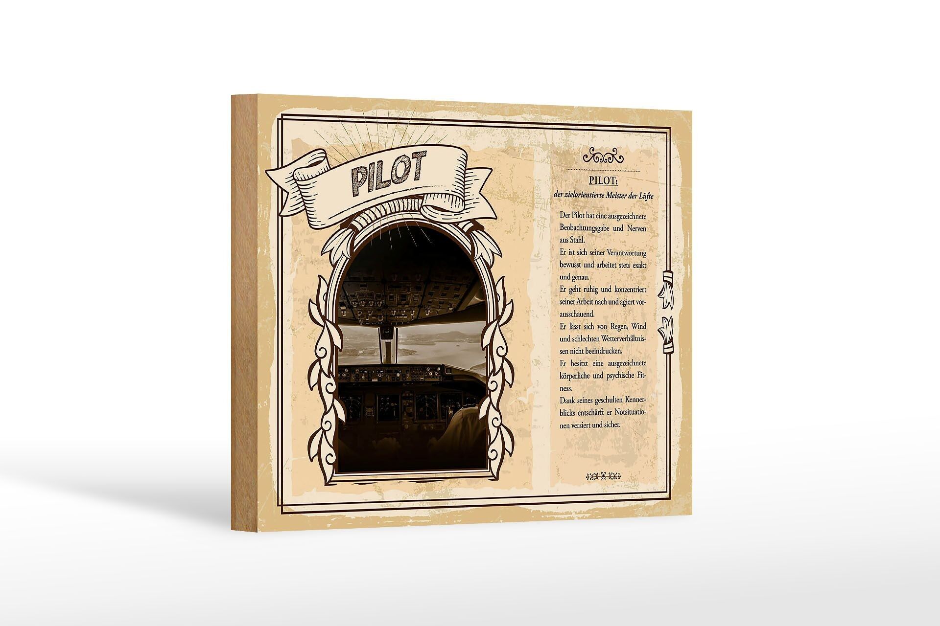 Cartello in legno professioni 18x12 cm pilota orientato agli obiettivi maestro