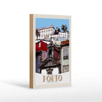 Cartel de madera viaje 12x18 cm Porto Portugal ciudad Europa vacaciones