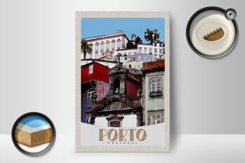Panneau en bois voyage 12x18 cm Porto Portugal ville Europe vacances 2