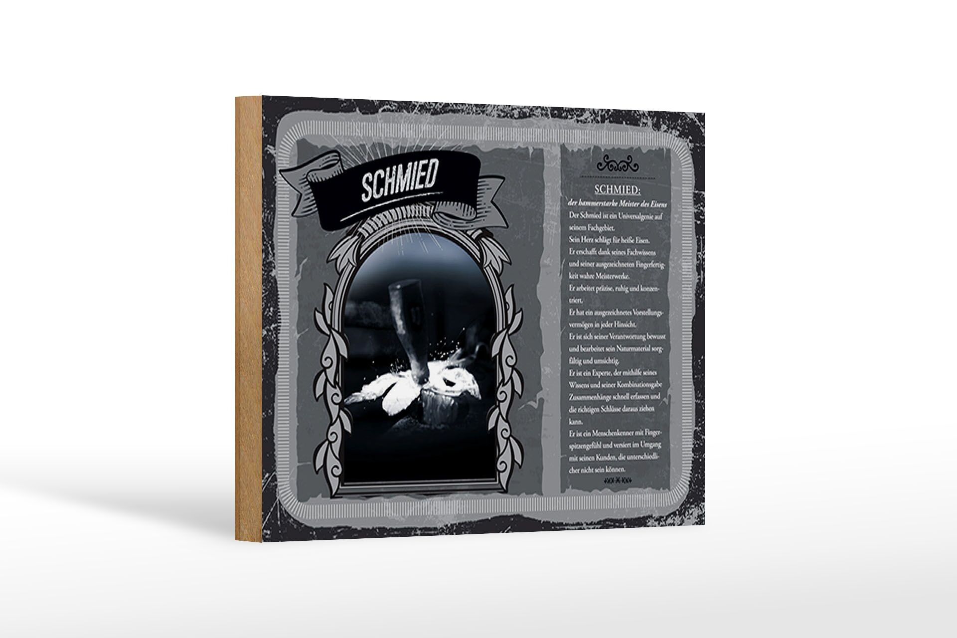 Cartello in legno Mestieri cm 18x12 fabbro esperto in ferro maestro decorazione