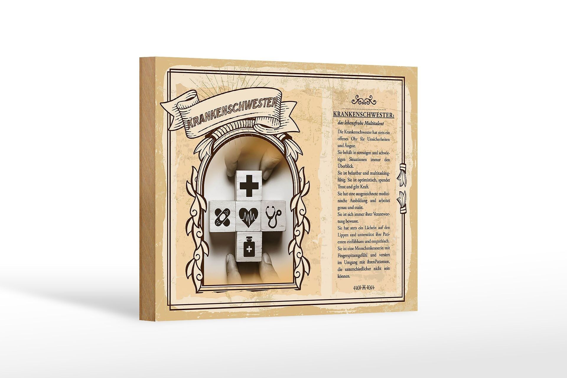 Cartello in legno professioni 18x12 cm infermiera forza consolazione coraggio