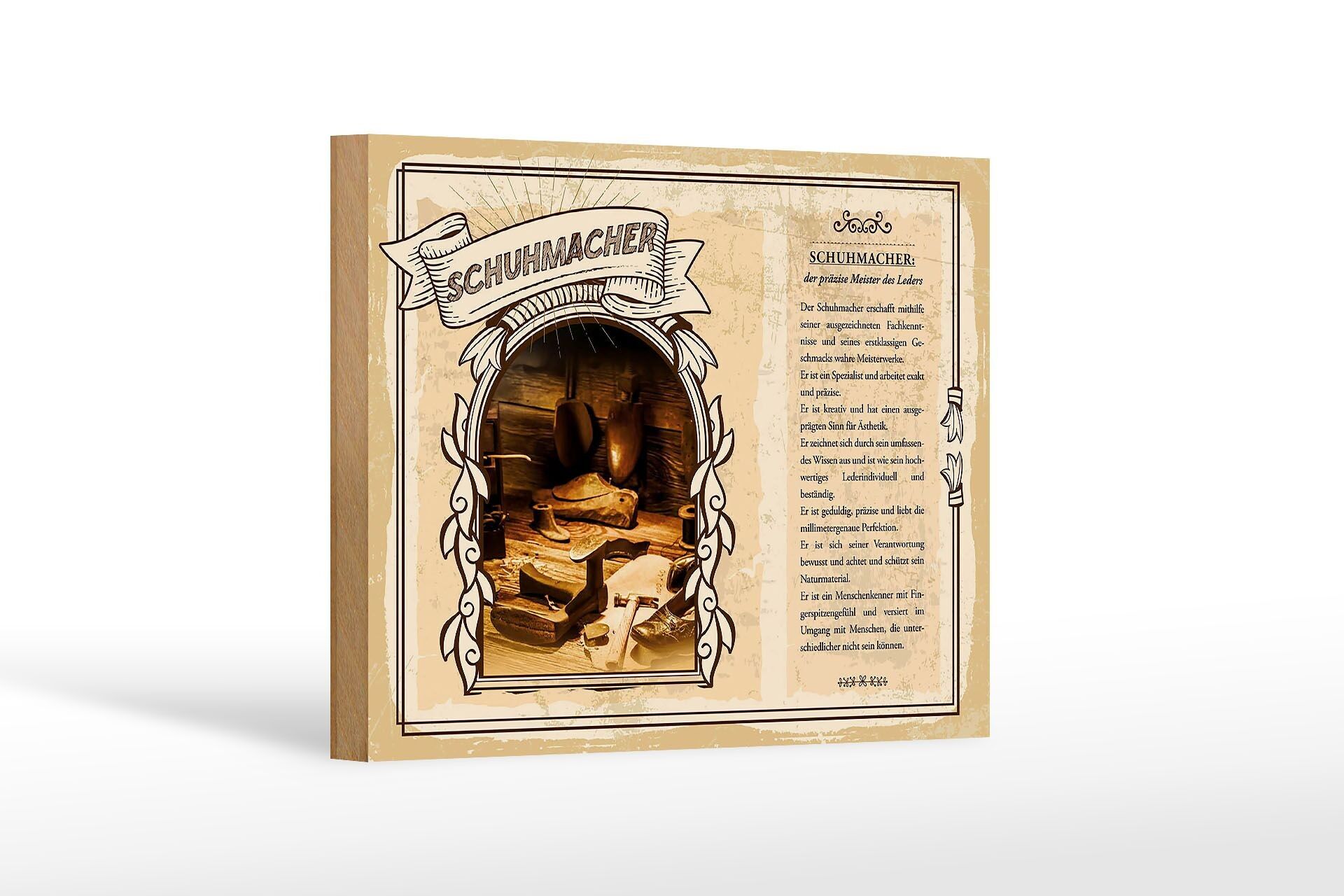 Letrero de madera profesiones 18x12 cm zapatero experiencia decoración