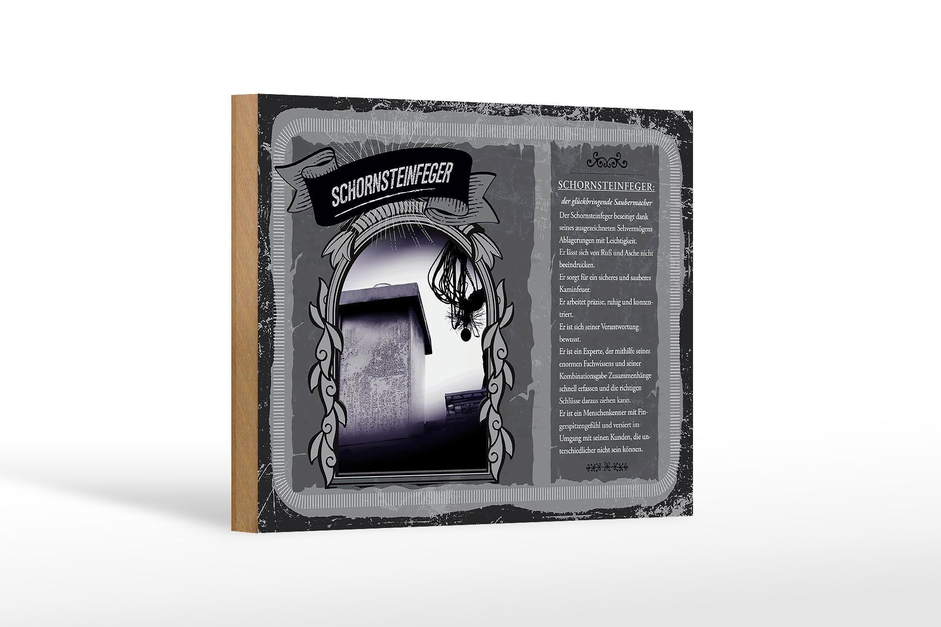 Letrero de madera profesiones 18x12 cm deshollinador ligereza decoración