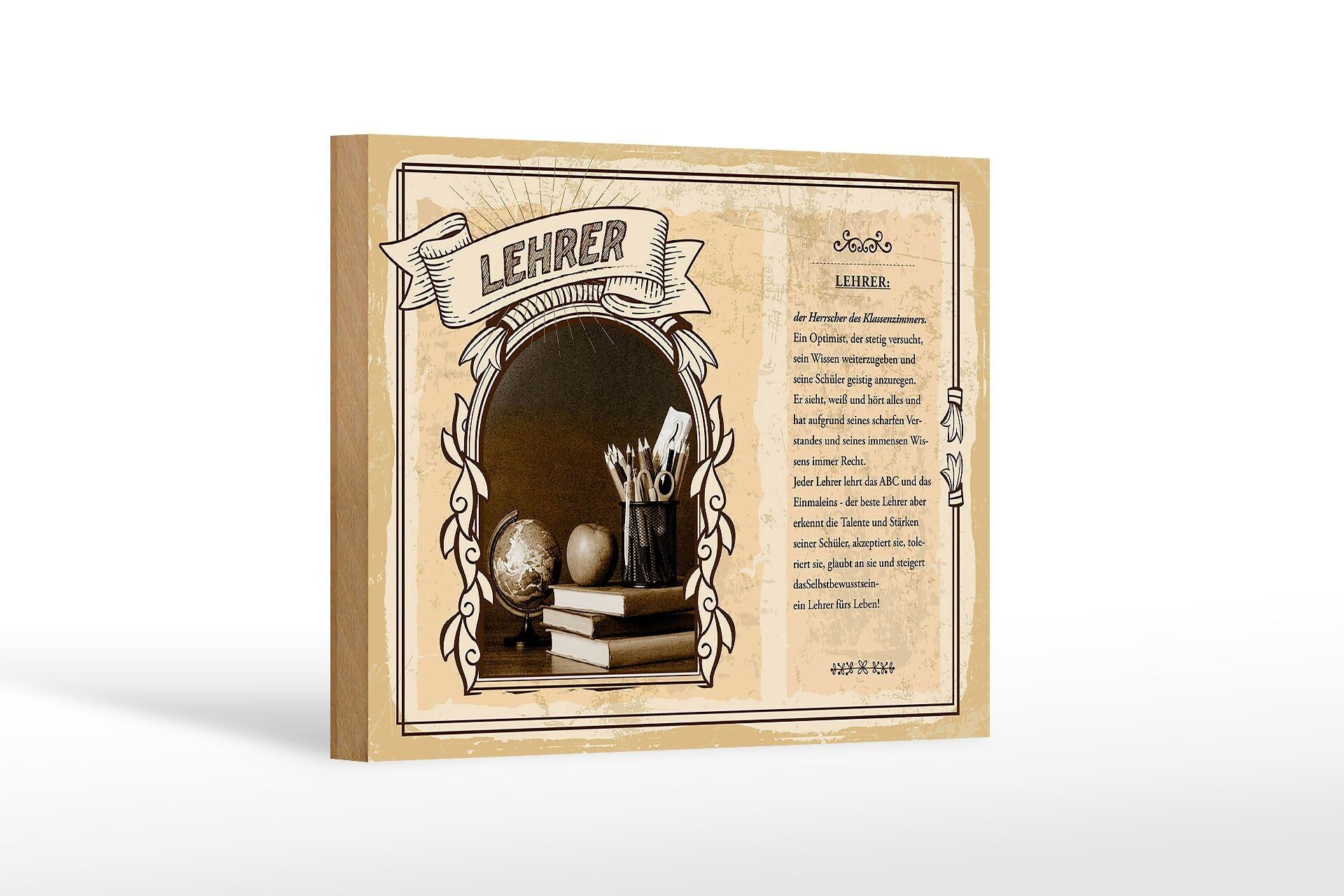 Letrero de madera profesiones 18x12 cm maestro regla aula