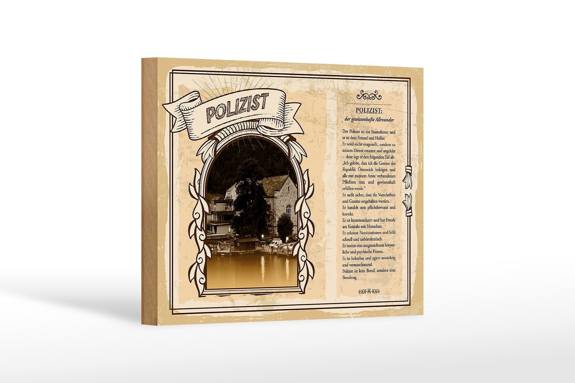 Cartello in legno professioni 18x12 cm funzionario di polizia ordine funzionario