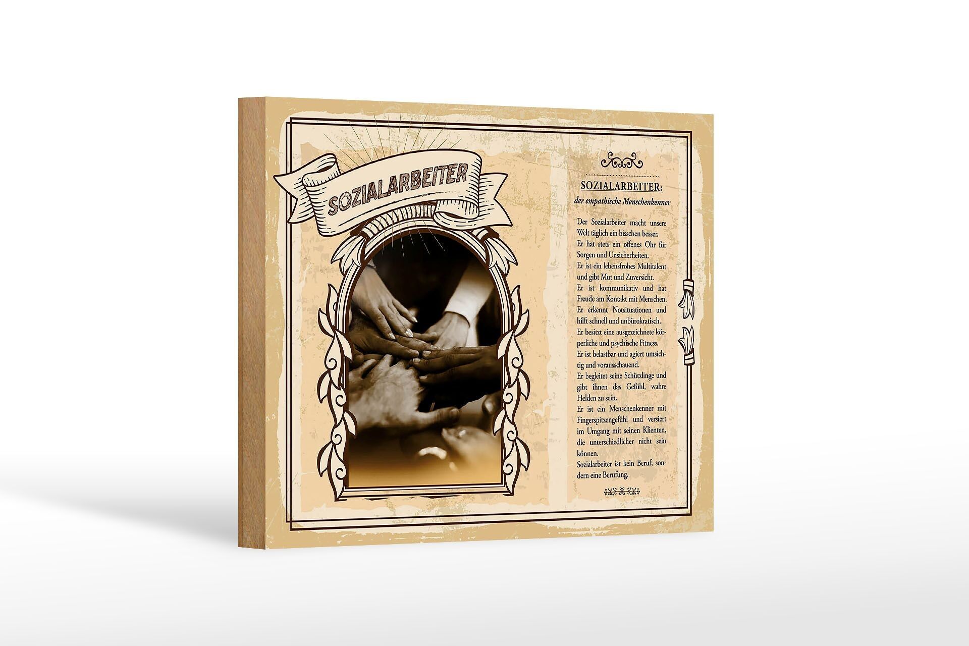 Cartello in legno professioni 18x12 cm L'assistente sociale preoccupa l'incertezza