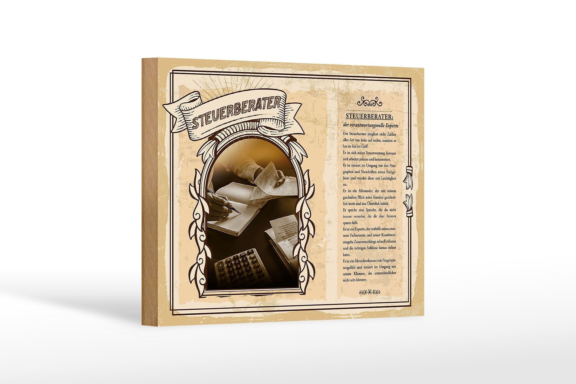 Holzschild Berufe 18x12 cm Steuerberater Experte Steuern Dekoration