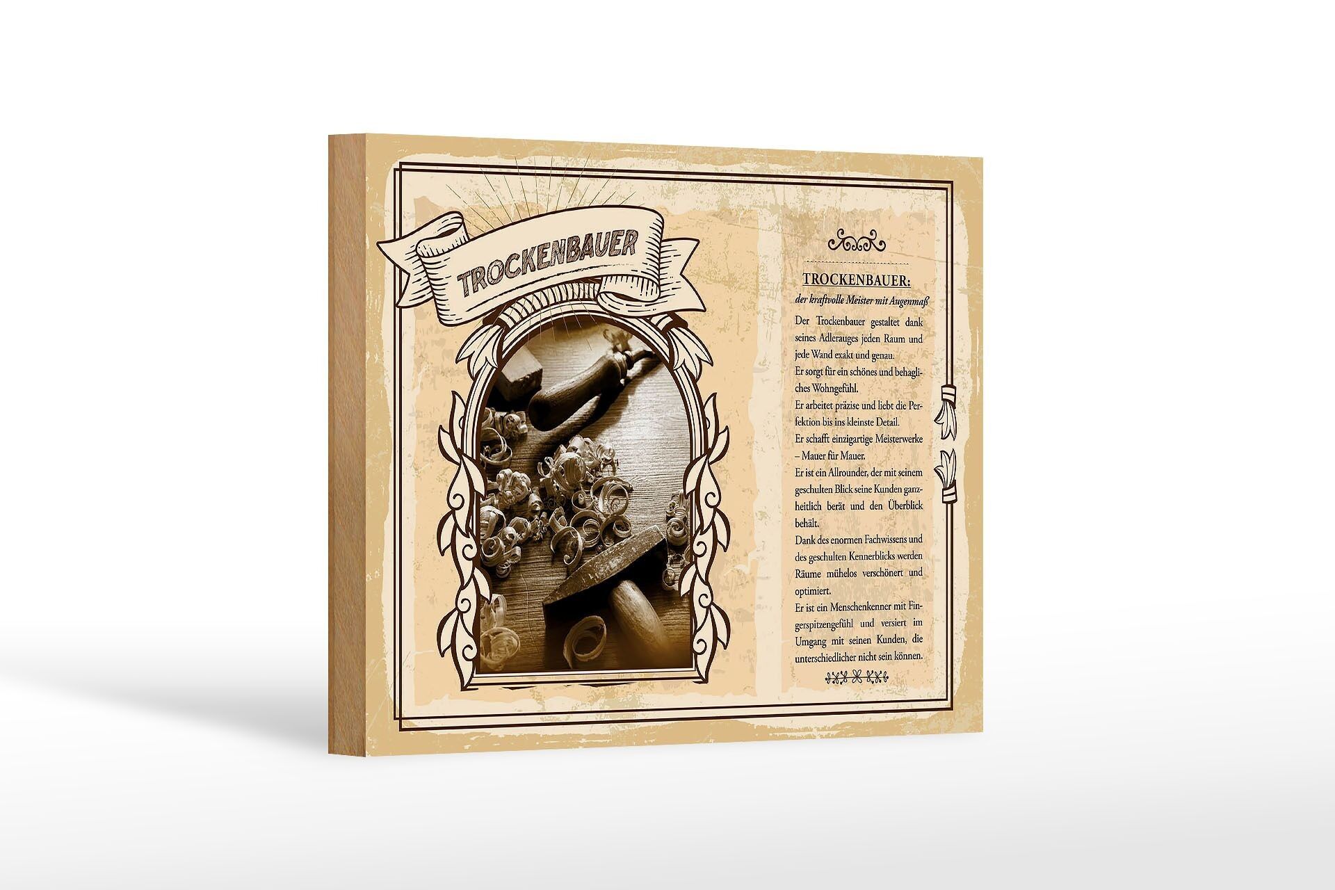 Cartello in legno professioni maestro cartongesso potente 18x12 cm