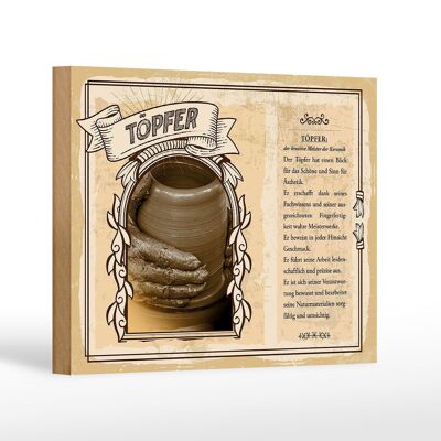 Panneau en bois métiers maître potier cadeau créatif 18x12 cm