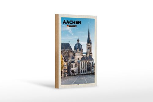 Holzschild Städte Aachen Deutschland Dom Architektur 12x18 cm