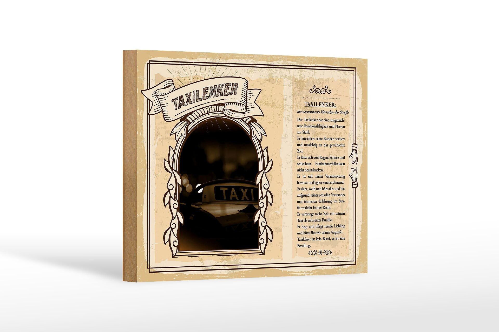 Cartello in legno Professioni Tassista Responsabilità Consapevole 18x12 cm