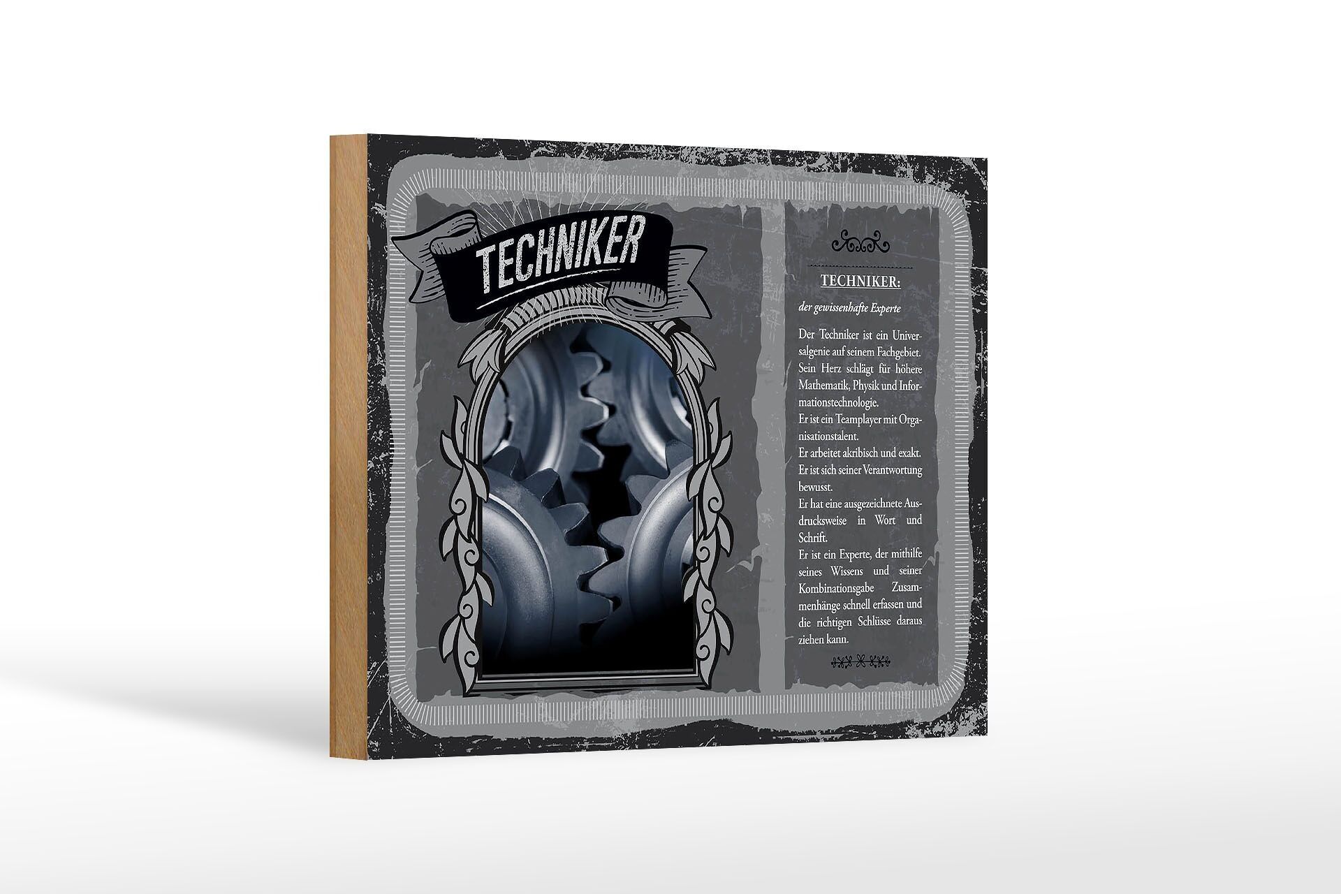 Holzschild Berufe Techniker Herz schlägt für Mathe 18x12 cm