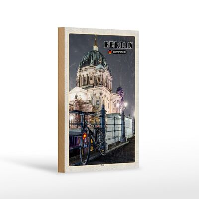 Cartel de madera ciudades Berlín Alemania catedral arquitectura 12x18 cm