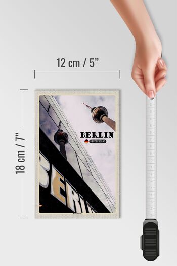 Panneau en bois villes Berlin Tour de télévision Allemagne 12x18 cm 4