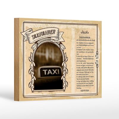 Wooden sign professions taxi driver nerves of steel 18x12 cm decoration