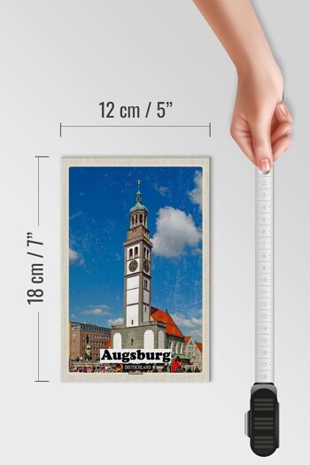 Panneau en bois villes Augsbourg Allemagne Perlachturm 12x18 cm 4