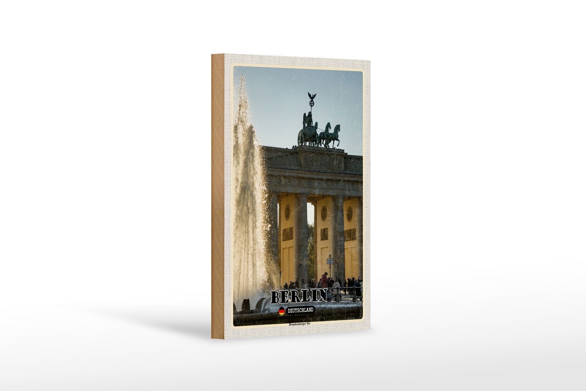 Wooden sign cities Berlin Brandenburg Gate architecture 12x18 cm
