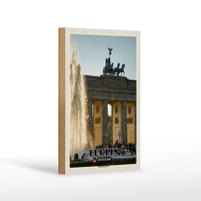 Cartel de madera ciudades Berlín Puerta de Brandenburgo arquitectura 12x18 cm