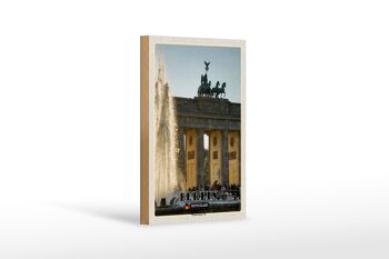 Panneau en bois villes Berlin porte de Brandebourg architecture 12x18 cm 1