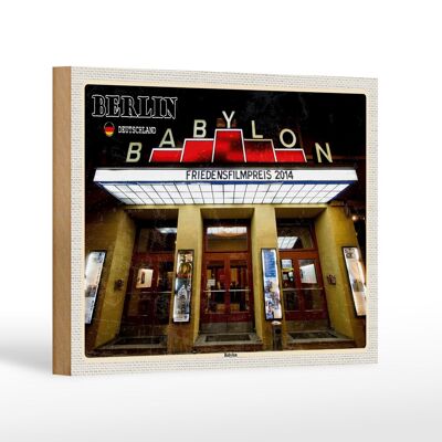 Holzschild Städte Berlin Deutschland Babylon Kino 18x12 cm
