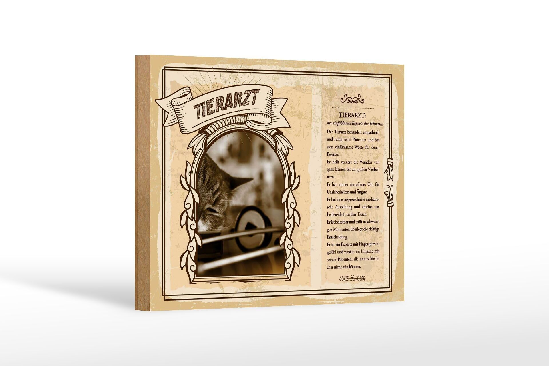 Cartello in legno professioni veterinario cura sapientemente le ferite 18x12 cm