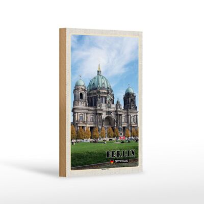 Cartel de madera ciudades Berlín capital catedral arquitectura 12x18 cm