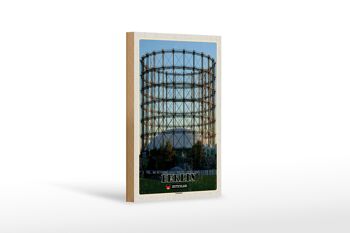 Panneau en bois villes Berlin Allemagne décoration gazomètre 12x18 cm 1