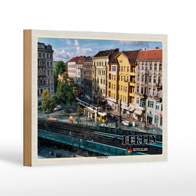 Cartel de madera ciudades Berlín Prenzlauer Berg Alemania 18x12 cm