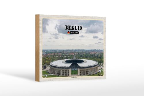 Holzschild Städte Berlin Olympiastadion Deutschland 18x12 cm