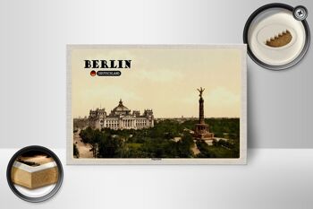 Panneau en bois villes Berlin Colonne de la Victoire Allemagne décoration 18x12 cm 2