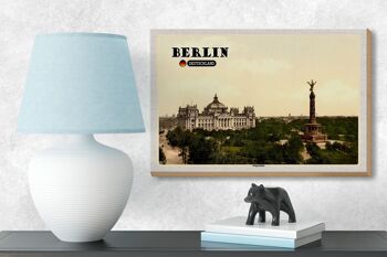 Panneau en bois villes Berlin Colonne de la Victoire Allemagne décoration 18x12 cm 3