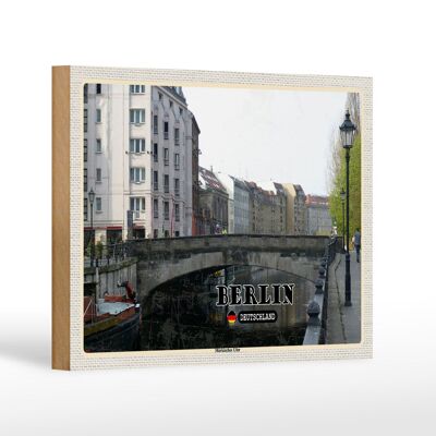 Cartel de madera ciudades Berlín Alemania Märkisches Ufer 18x12 cm