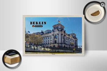 Panneau en bois villes Berlin Reichstag politique architecture 18x12 cm 2