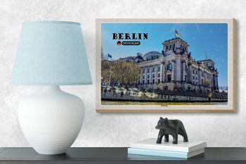 Panneau en bois villes Berlin Reichstag politique architecture 18x12 cm 3