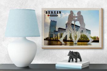 Panneau en bois villes Berlin Molecule homme décoration sculpture 18x12 cm 3