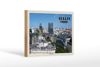 Panneau en bois villes Berlin capitale Kurfürstendamm 18x12 cm 1