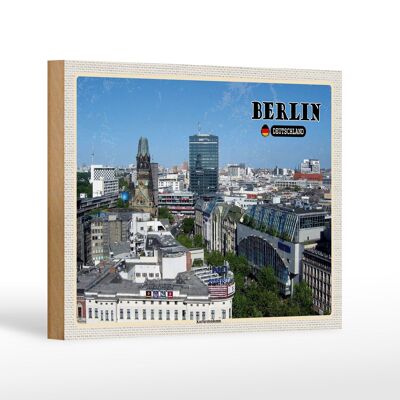 Panneau en bois villes Berlin capitale Kurfürstendamm 18x12 cm