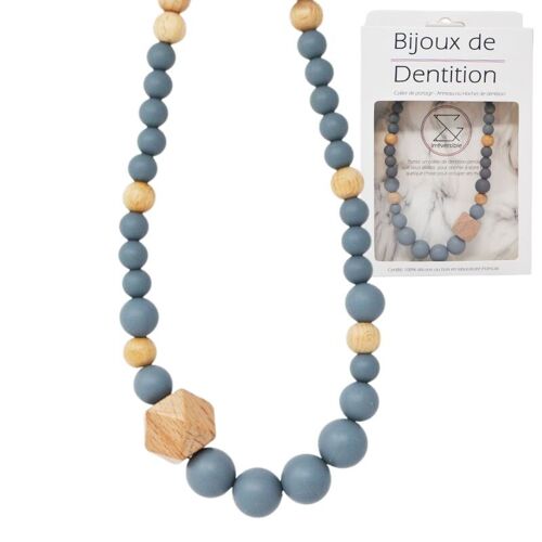 Collier  d'allaitement & de portage en  silicone & bois classic gris