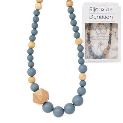 Nursing & carrying necklace in silicone & wood classic gray