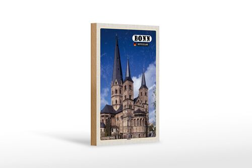 Holzschild Städte Bonn Münster Altstadt Deutschland 12x18 cm